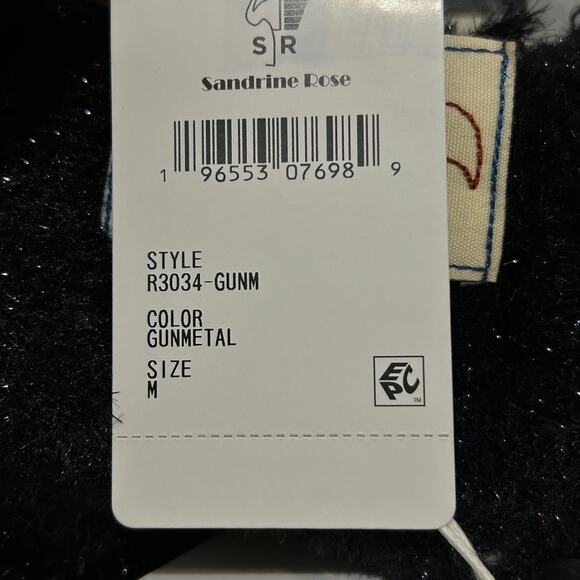 Sandrine Rose Eyelash Metallic Sparkle Sweater Black Women Medium NWT - Picture 11 of 11